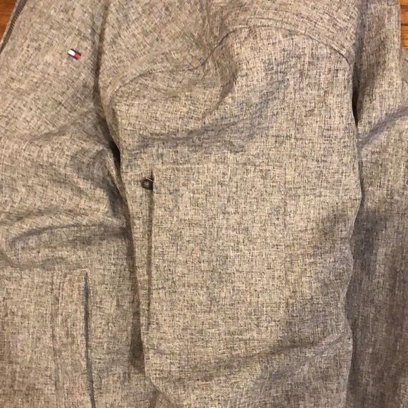 TOMMY HILFIGER Mens Grey Winter Coat Quilted Lining  Double Zipper Hood Sz MED - Picture 9 of 13